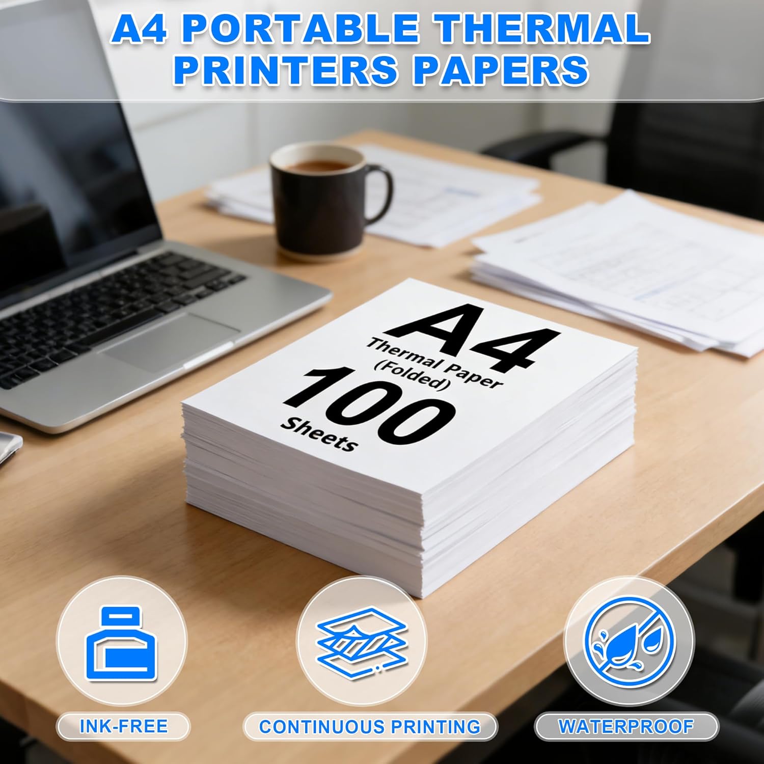 Thumbnail 6 de (100 fogli) Carta termica A4 per stampante, pieghevole, compatibile con la maggior parte delle stampanti termiche, senza BPA