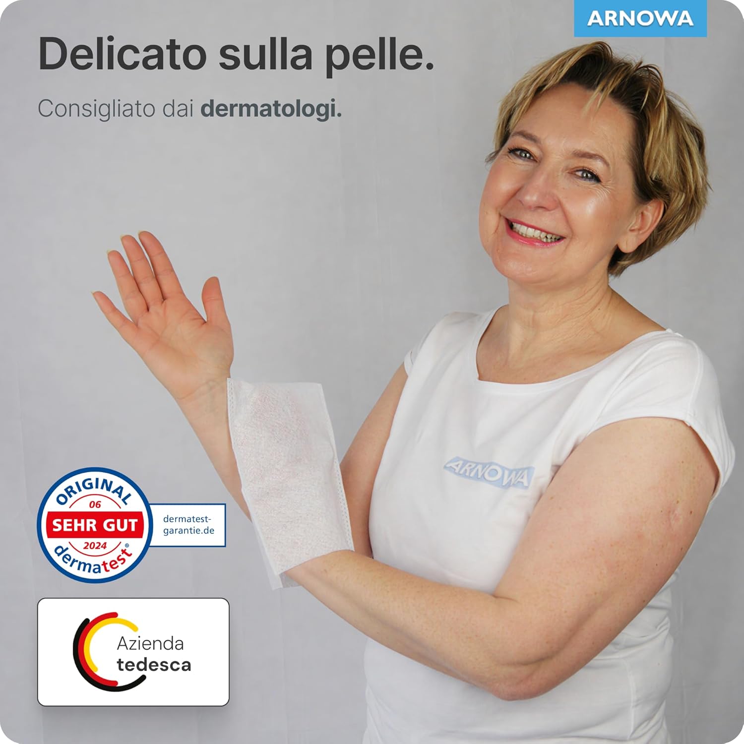 Thumbnail 3 de 50x ARNOMED Manopole Monouso non Saponate (60 g/m²) – guanti per lavare anziani, neonati e bambini