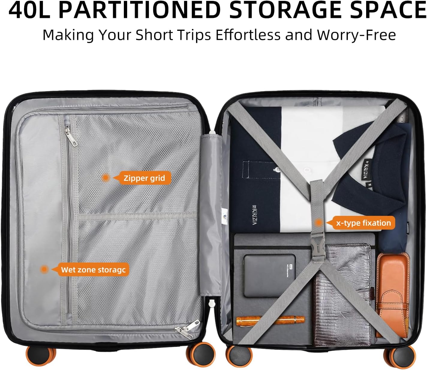 Detalle de HUIDA TECH Valise de cabine légère 20 pouces avec compartiment pour ordinateur, serrure TSA et chargement USB