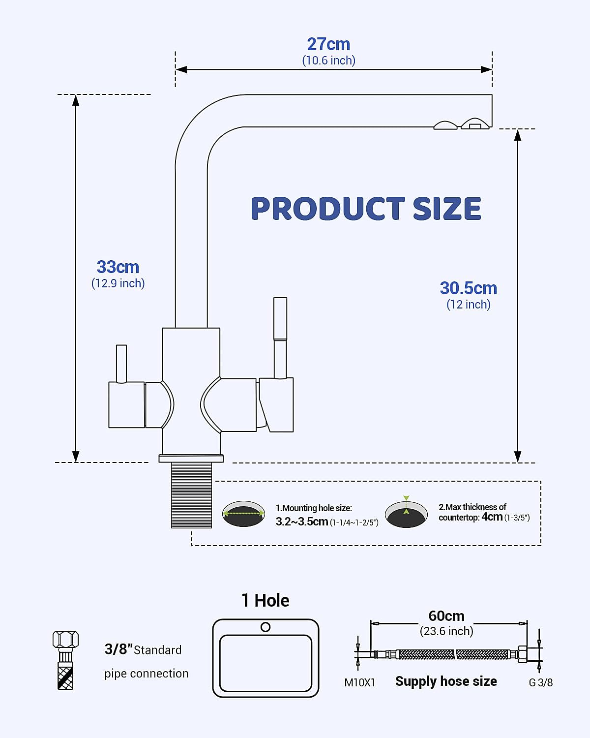 Detalle de APPASO Robinet de cuisine 3 voies rotatif à 360° (3 en 1) pour eau filtrée