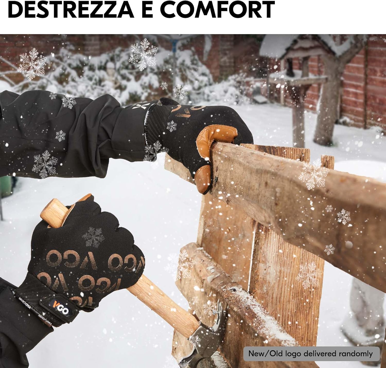 Detalle de Vgo... Guanti da lavoro invernali impermeabili uomo, resistenti per edilizia e logistica (1 paio)