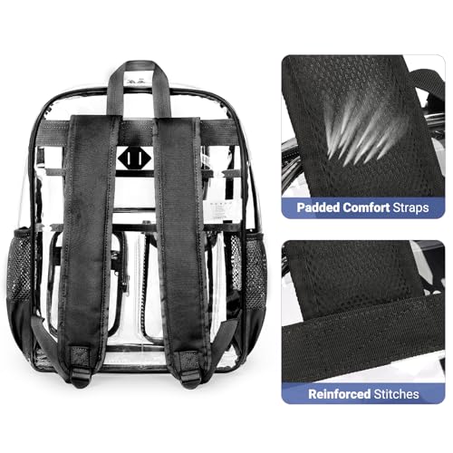 Thumbnail 6 de ZORFIN 17 Inch Clear Backpack: Large Transparent Bookbag with Reinforced Straps for School, College, and Work