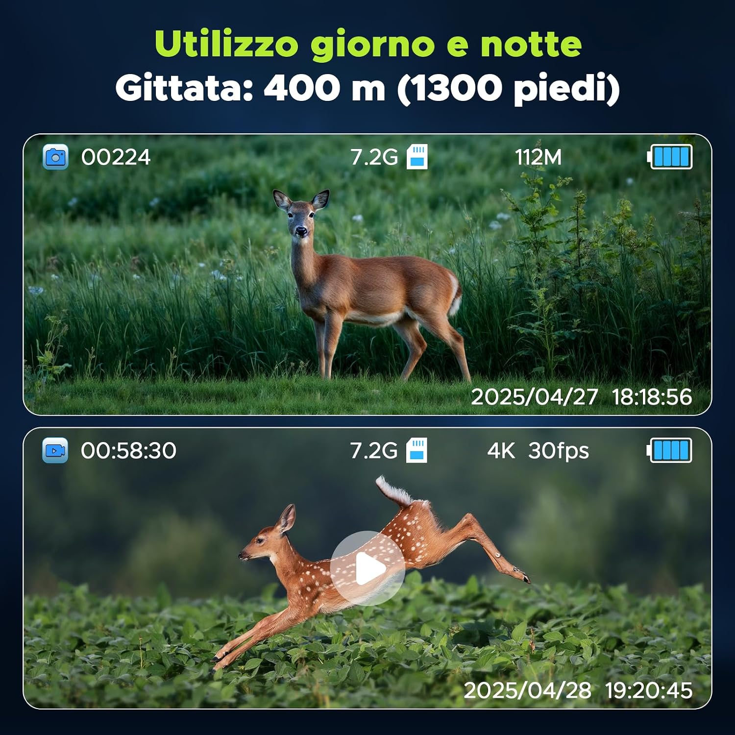 Detalle de HOTPEAK Binocolo Visione Notturna 112 MP 4K con Zoom 12X e batteria 5000mAh – 64GB inclusa