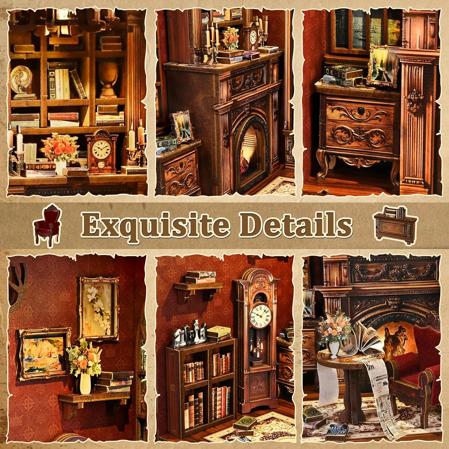 Detalle de Sagiterra Book Nook DIY Dollhouse Kit