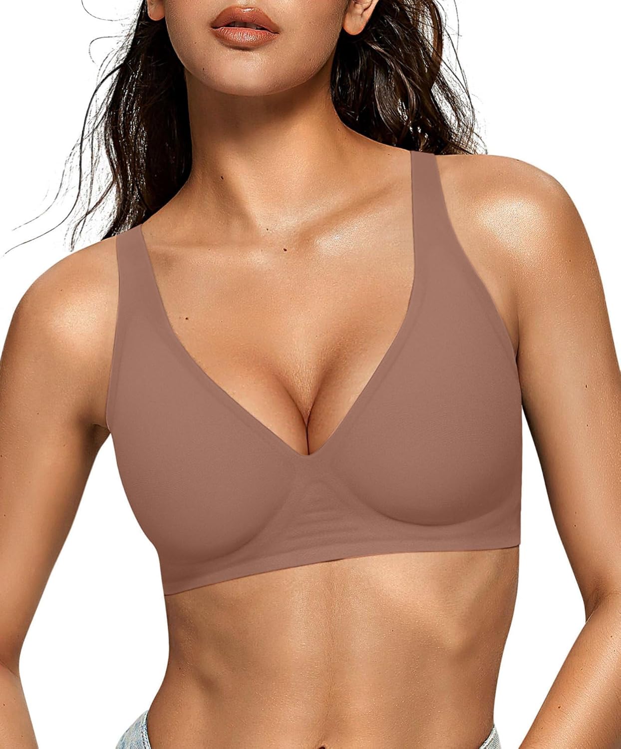 OEAK Deep V No-Wire Bra for Women (Seamless Lift & Comfort)