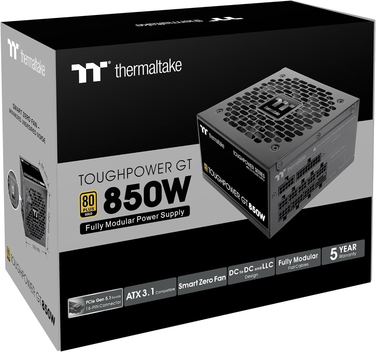 Thumbnail 6 de Thermaltake Toughpower GT 850W Netzteil – ATX 3.1, 80 Plus Gold, vollmodular, PCIe 5.1