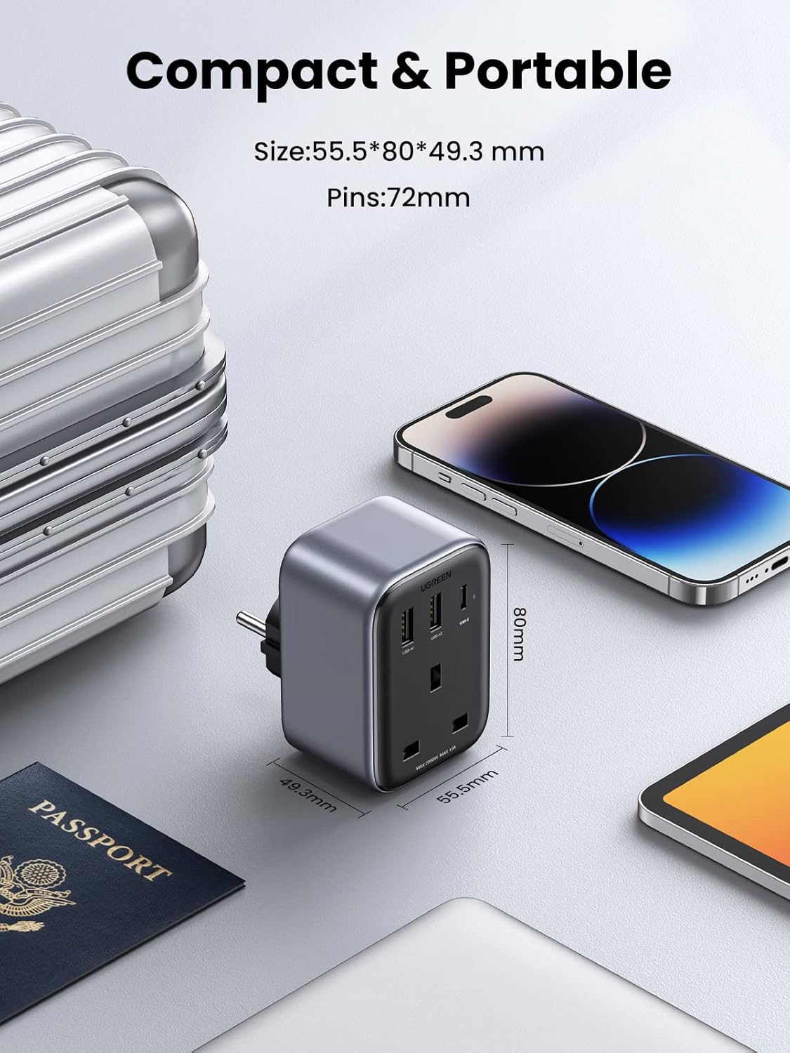Thumbnail 5 de UGREEN UK to EU Plug Adapter 30W