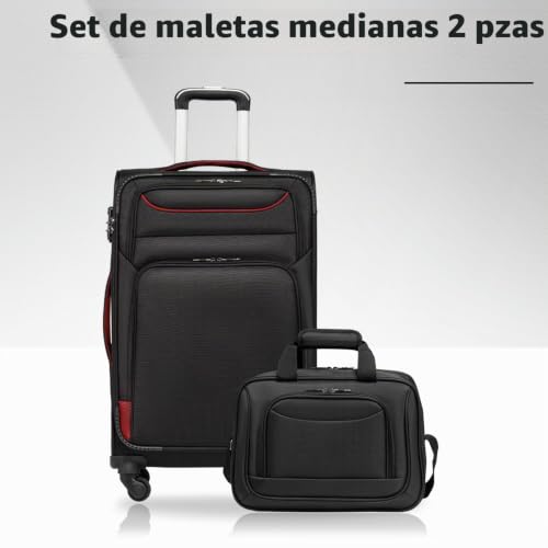 Detalle 2 de COOLIFE maleta trolley blanda de 66 cm con bolsa bandolera y cierre TSA