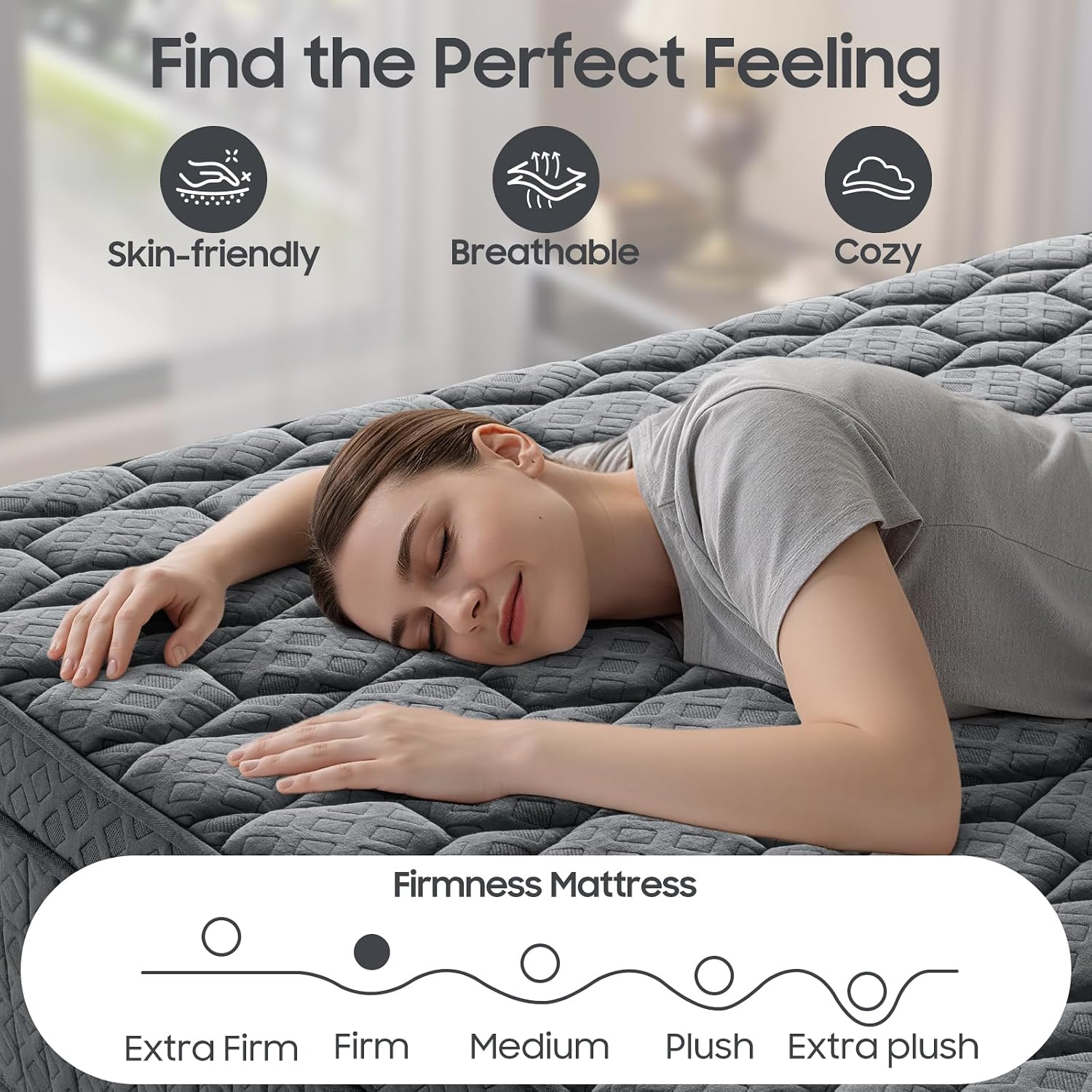 Detalle de UniPon P2503189 Full Mattress, 14-Inch Firm Hybrid with Lumbar Support