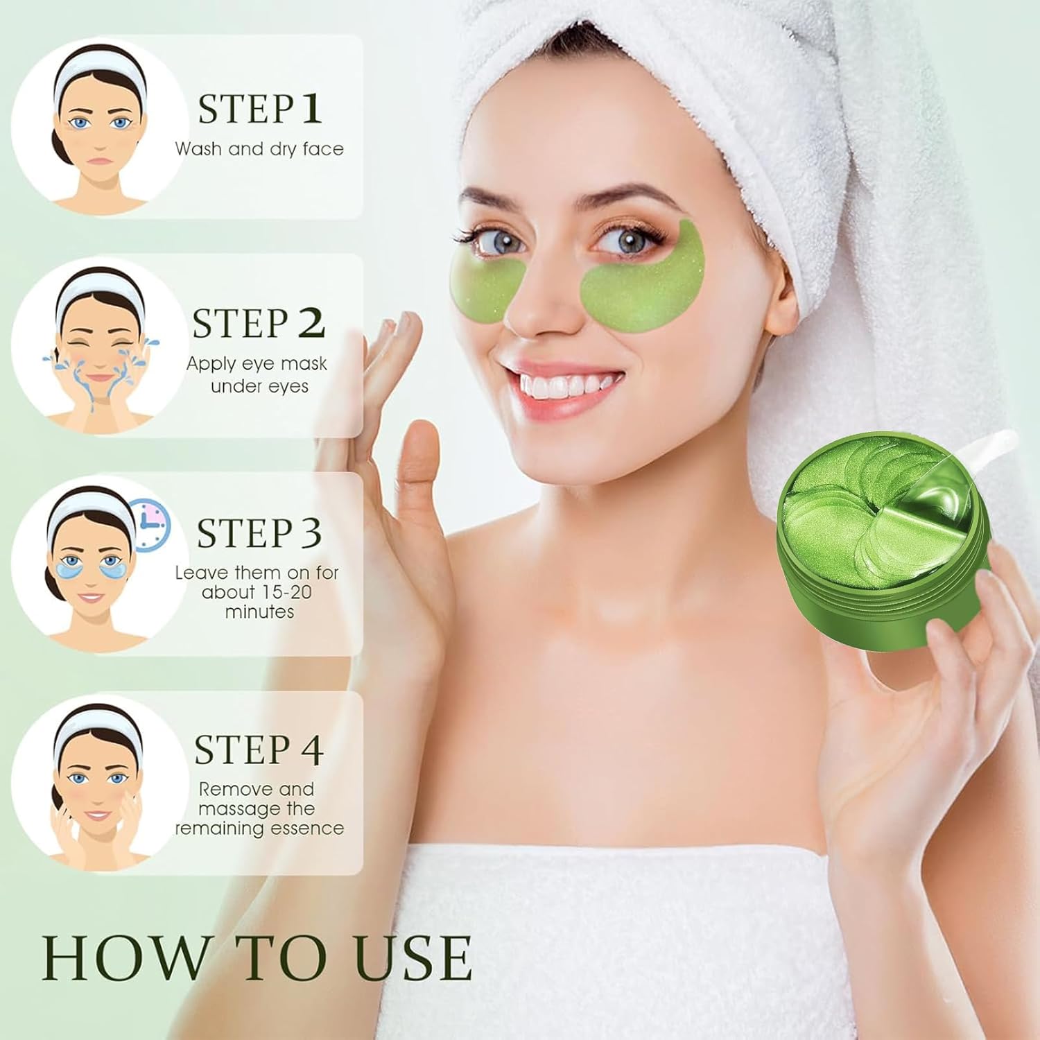 Thumbnail 5 de AONAT 60 pezzi maschera occhi all’aloe vera con collagene: patch per borse, occhiaie e anti-age