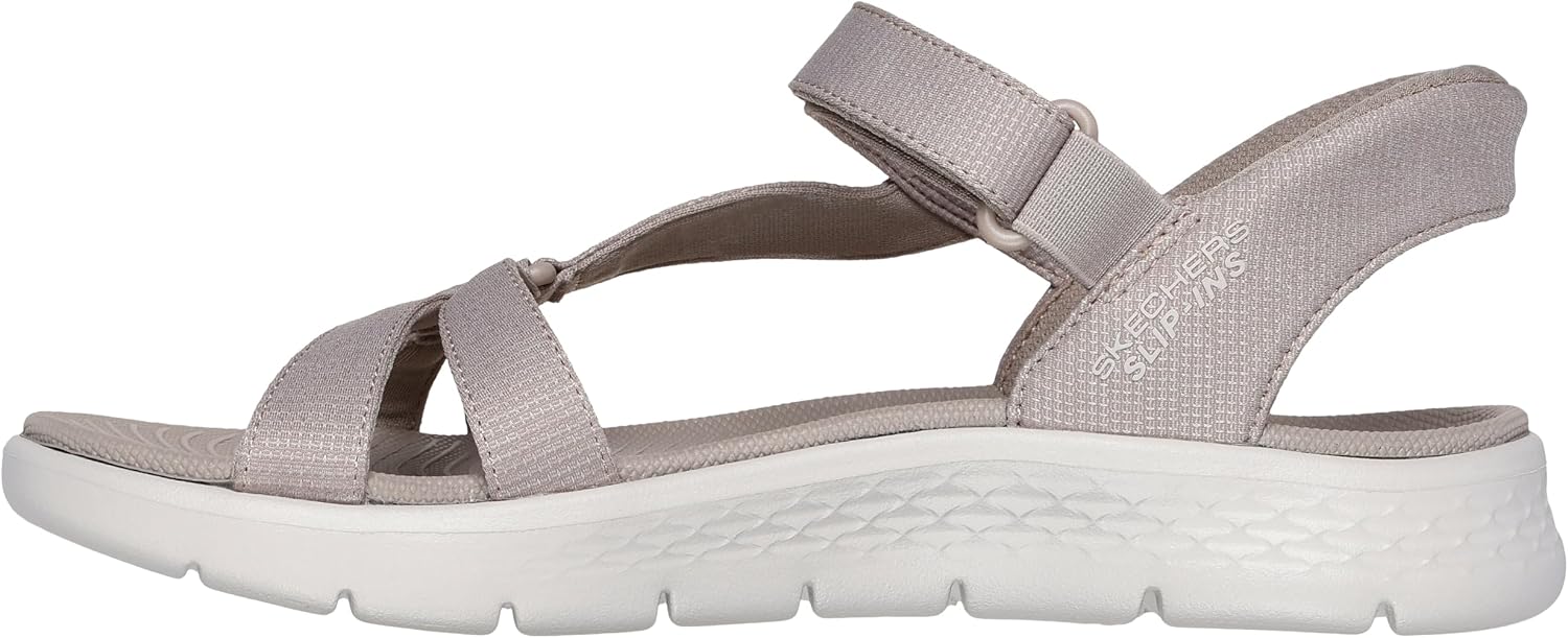 Detalle de Skechers Mujer Go Walk Flex Sandal Illuminate Slip-In Taupe Textile (38 EU)