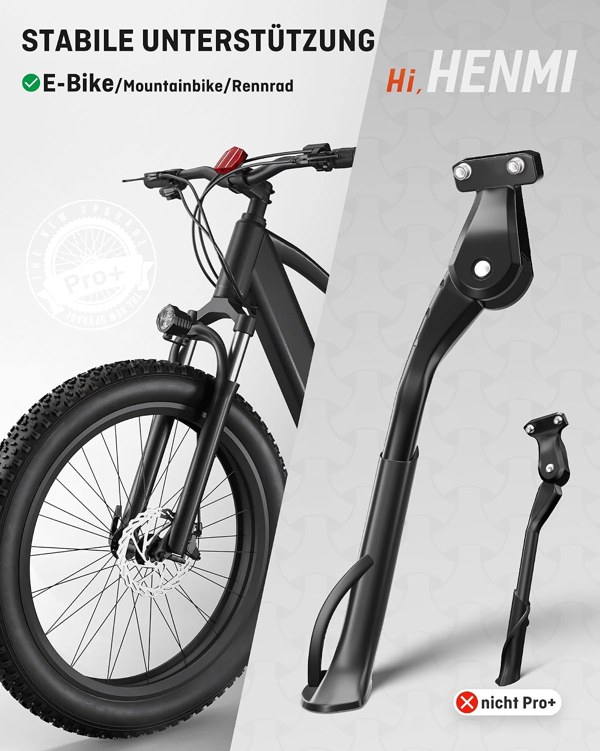 Thumbnail 5 de HENMI Fahrradständer 24–29 Zoll – Stabiler Seitenständer für E-Bike & MTB, 40 mm M6 Loch, 18 mm M5/M6 Loch