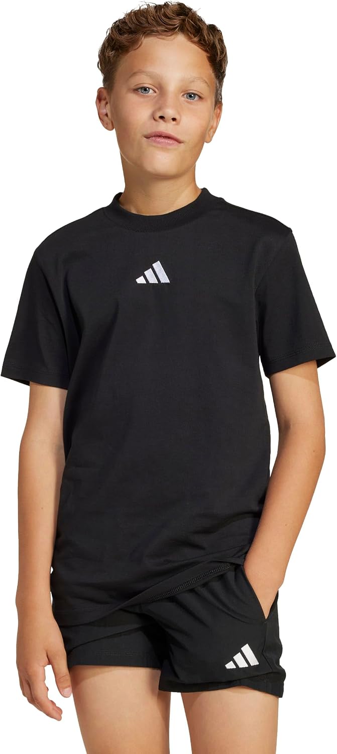 Detalle de adidas Unisex niños Essentials Shirt, Black/White, 15-16 Years