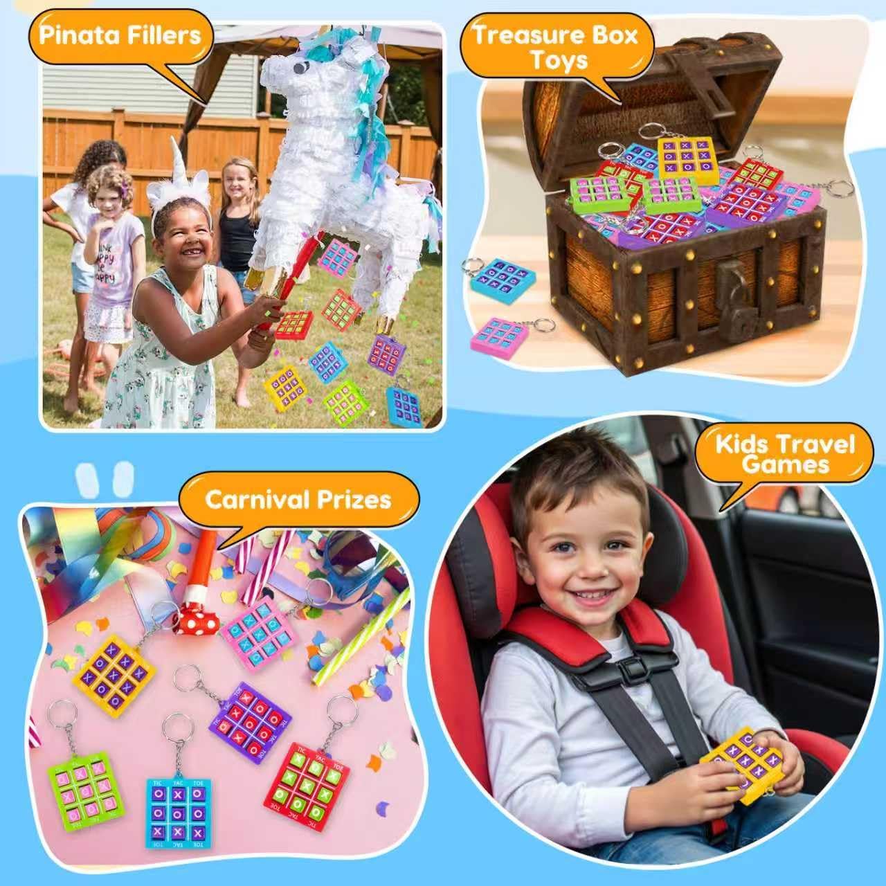 Detalle 2 de Basytodio Mini Tic-Tac-Toe Keychains, 24-Pack Party Favour Toys