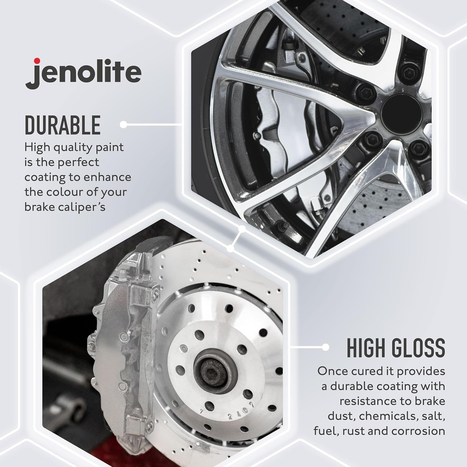 Detalle de JENOLITE Bremssattellack Silber – hitzefester Thermolack für Bremszangen bis 300 °C (400 ml)