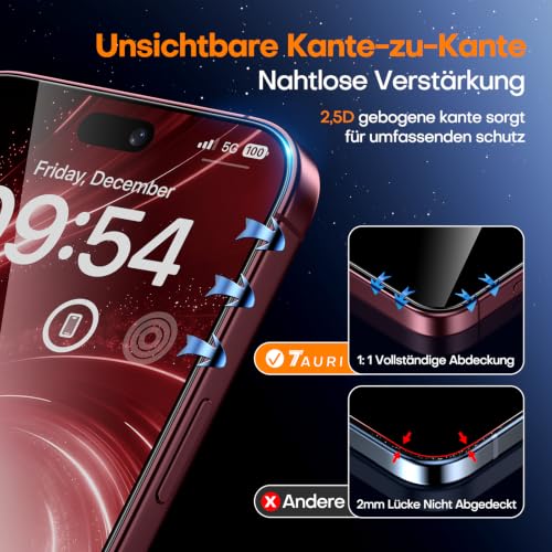 Thumbnail 7 de TAURI Panzerglas für iPhone 18 Pro 6,3 Zoll – 2er Set
