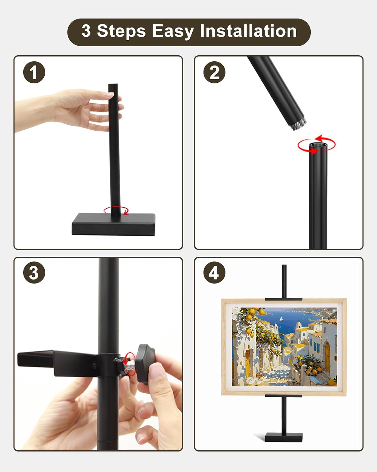 Thumbnail 6 de Victawks YX240180-A Adjustable Tabletop Easel Stand, Black Metal