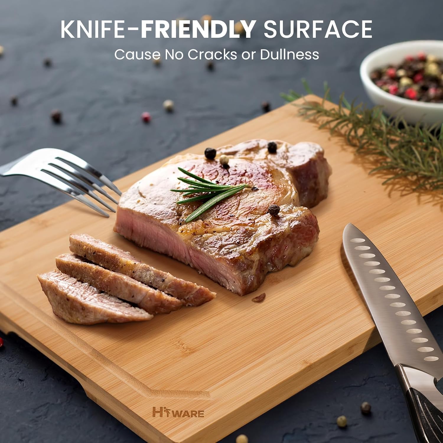 Detalle de Hiware Extra Large Bamboo Cutting Board 18" ๐ฝ