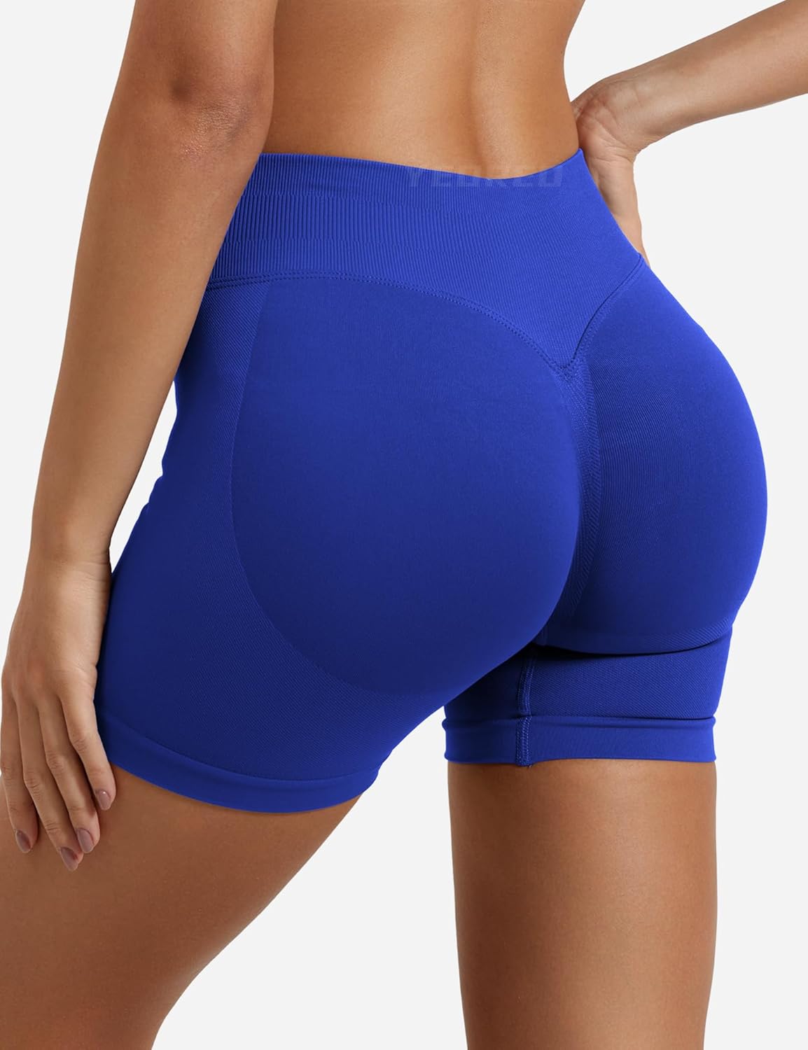 Detalle 2 de YEOREO SoftHue Damen Sport-Shorts mit Invisible Scrunch Butt (4,5"), nahtlos & atmungsaktiv