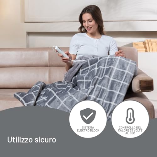 Detalle 2 de Imetec CaldoPlaid Velvet Square, coperta riscaldante 150x95 cm con 6 temperature e timer