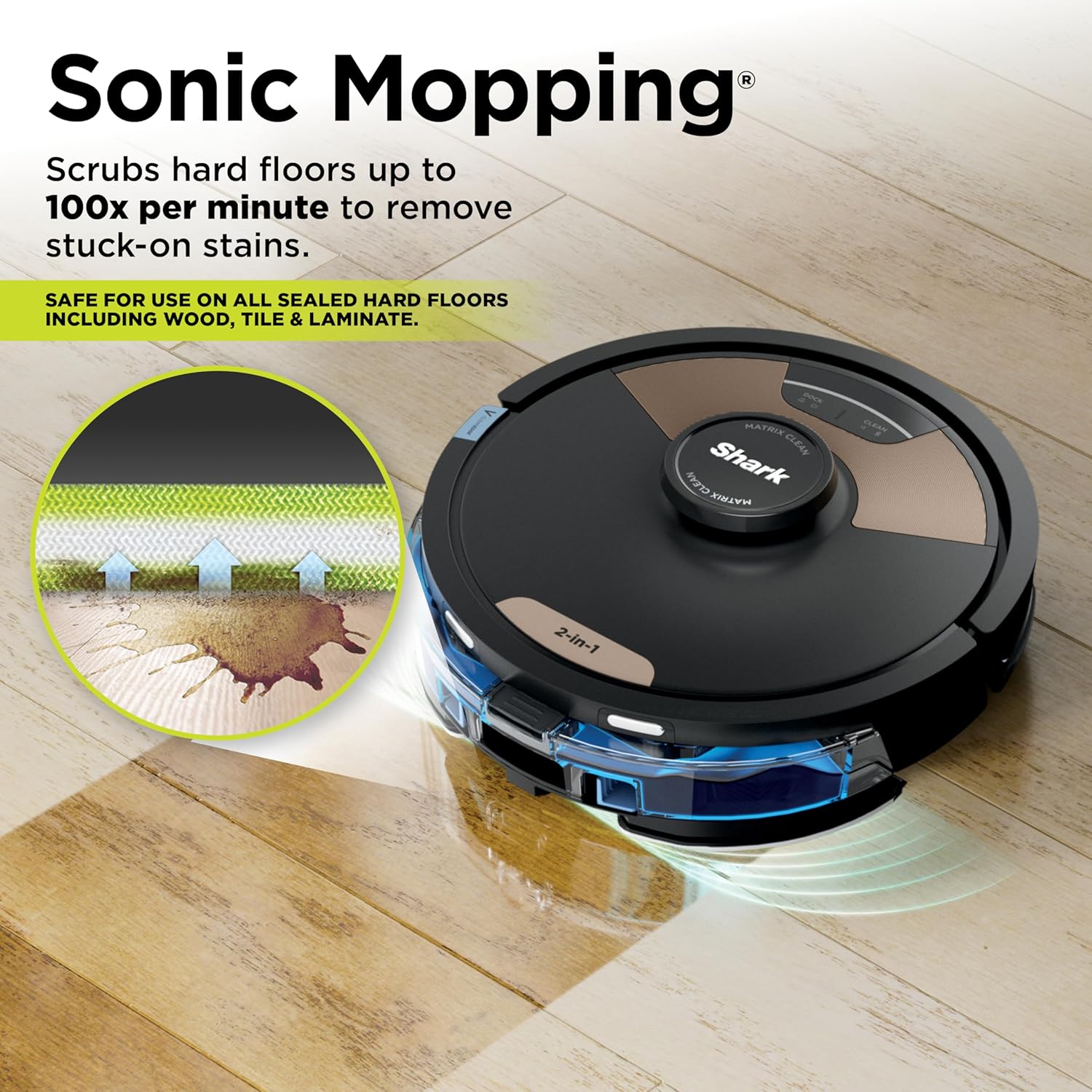 Detalle 2 de Shark Matrix Plus 2in1 Robot Vacuum & Mop with Sonic Mopping, Matrix Clean, and Self-Empty Base (AV2613WA)