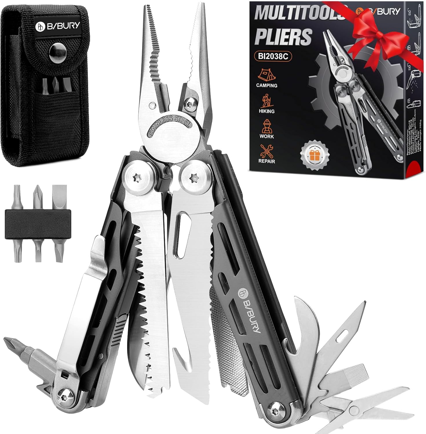 BIBURY Multitool 19‑in‑1 Edelstahl
