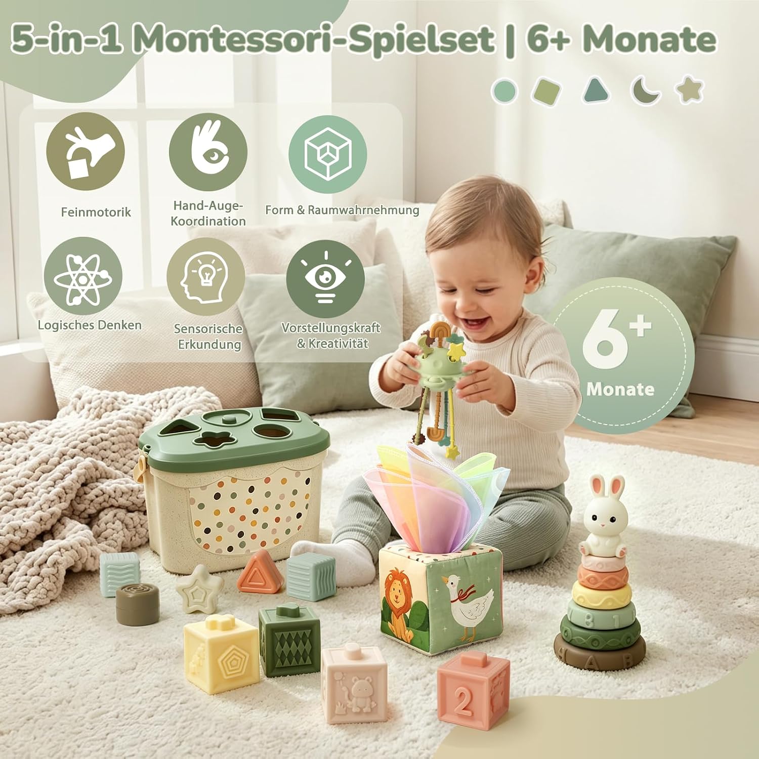 Thumbnail 6 de Auezona Montessori Spielzeug Baby ab 6 Monate – 5-in-1 Lernspielzeug für 6–12 Monate