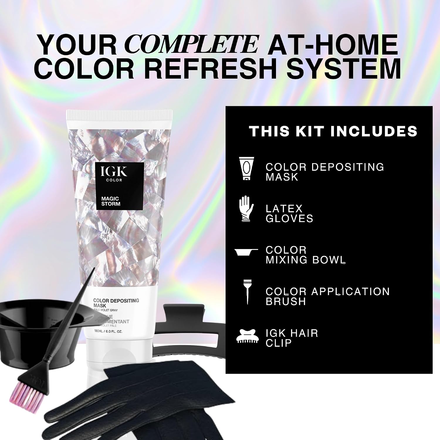 Thumbnail 1 de IGK Magic Storm Pale Violet Gray Hair Gloss + Color Depositing Kit