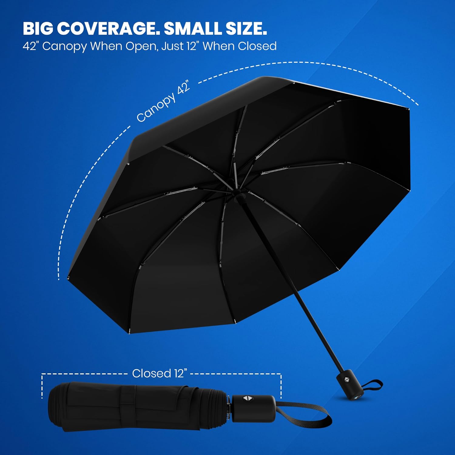 Thumbnail 1 de Rain-Mate Windproof Compact Umbrella (Auto Open & Close) — Portable Folding Travel Umbrella for Rain