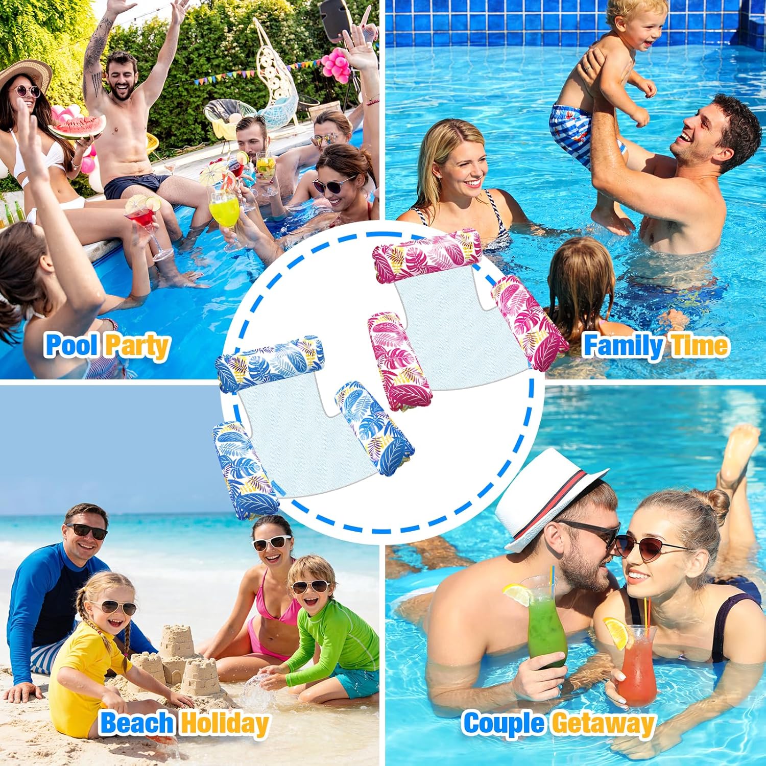 Thumbnail 6 de Dusor 2 Pack 4-in-1 Pool Inflatable Hammocks: Versatile Water Loungers for Adults & Kids