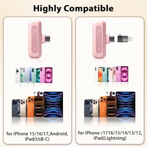 Detalle de Uewpv Pink Wireless Mini Microphone for iPhone 15/16/17, iPad and Android – Pretty in Pink for Creators