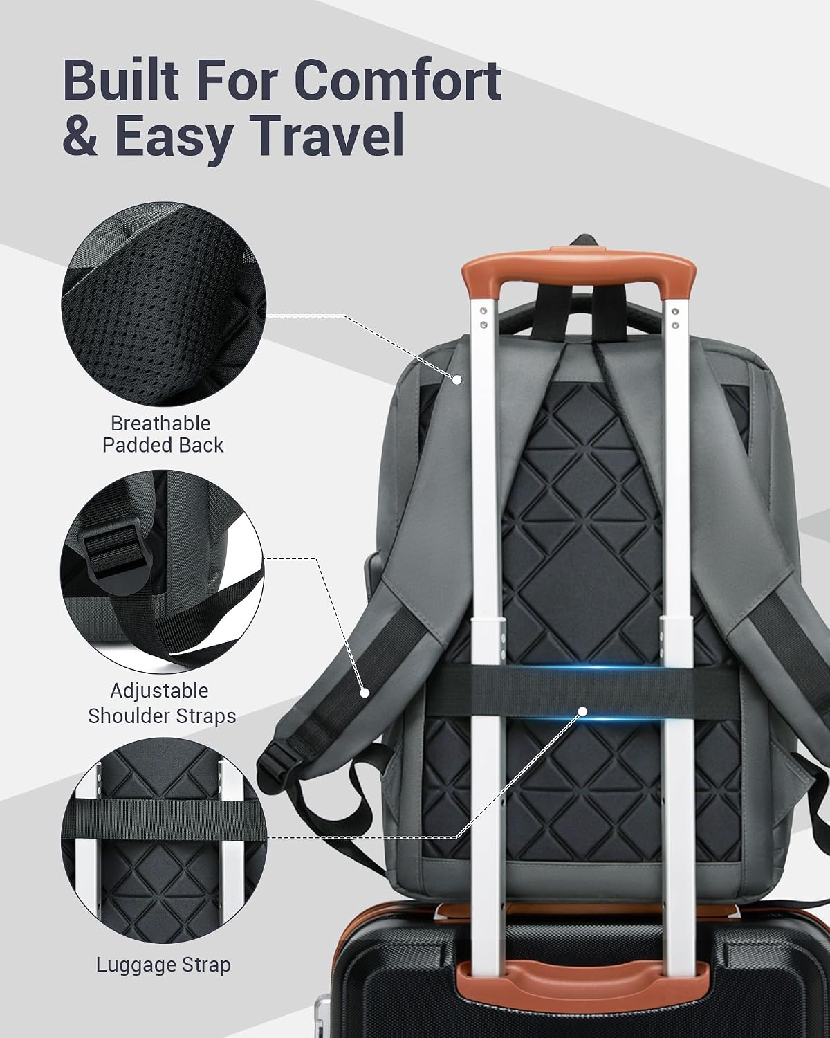 Detalle de Shavont Laptop Backpack for Men and Women: Lightweight 15.6 Inch Bag for Work, School and Travel