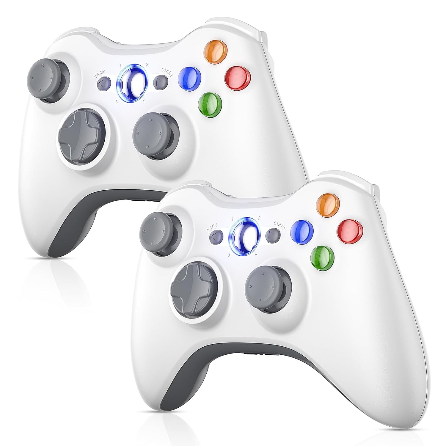 Nonbliep 2 Pack for Xbox 360 Controller — Upgraded Dual Vibration, 2.5mm Headphone Jack, 2-Pack (White)