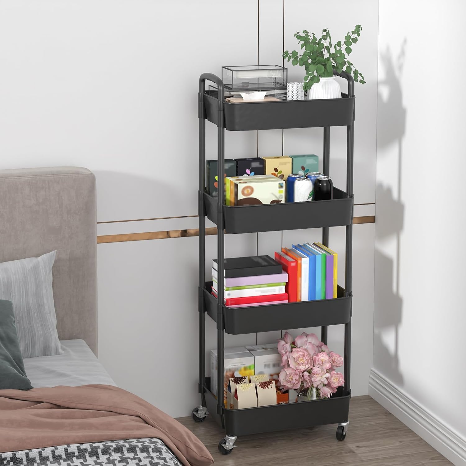 Detalle de Sywhitta 4-Tier Plastic Utility Cart