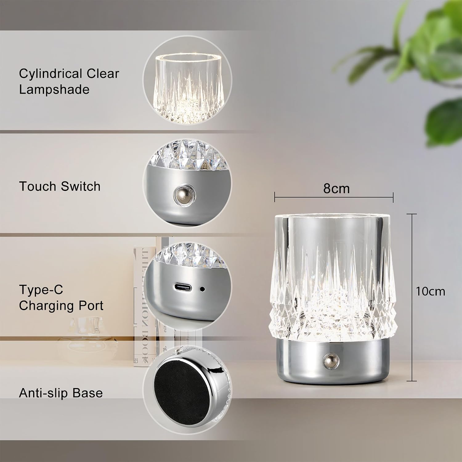 Detalle 2 de HARPER LIVING 1455C Rechargeable Table Lamp, Touch Dimming and Three Light Colours