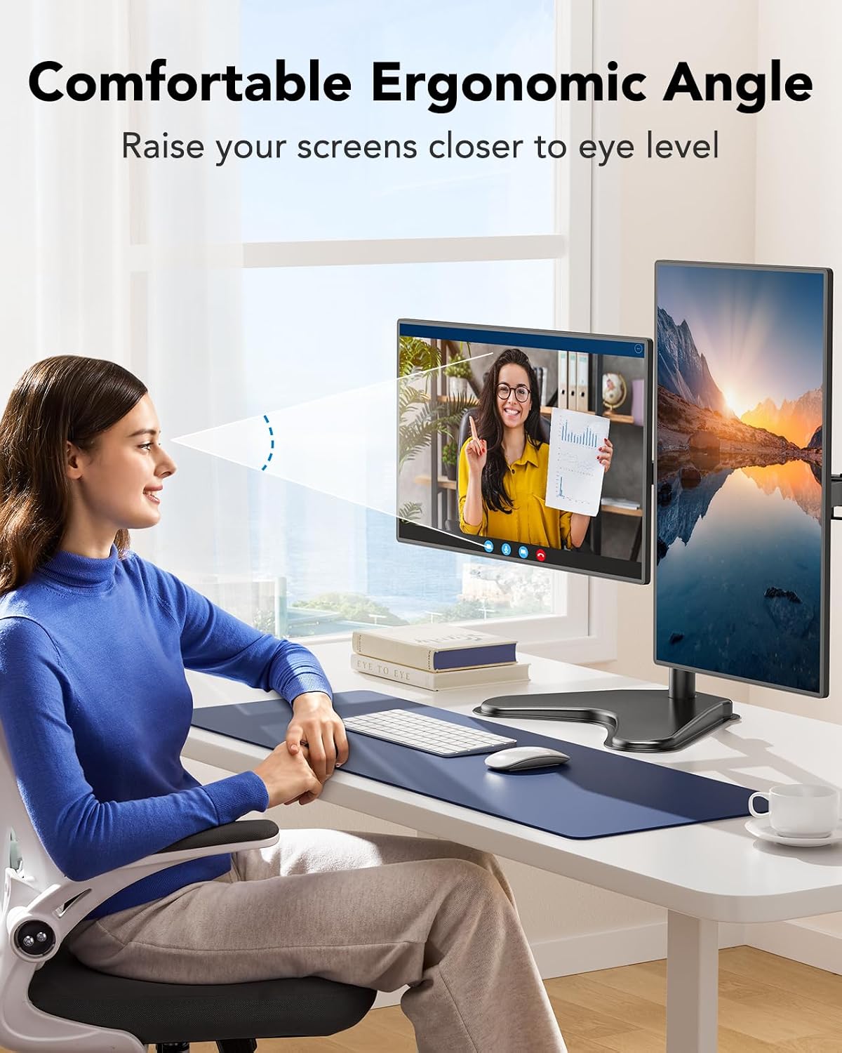 Thumbnail 4 de HUANUO Dual Monitor Stand for 32-Inch Screens
