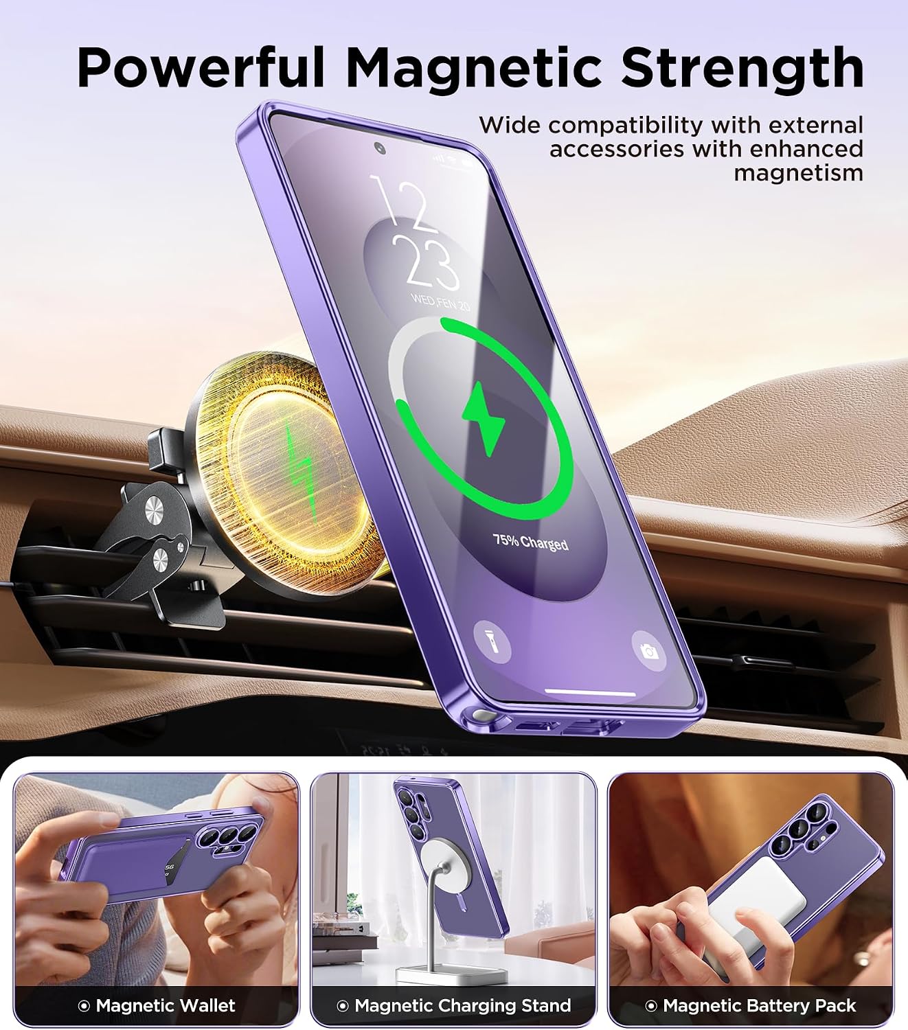 Detalle de Magnetic Case for Samsung Galaxy S26 Ultra with Screen Protector – Slim, Military-Grade Shield with 360° Protection