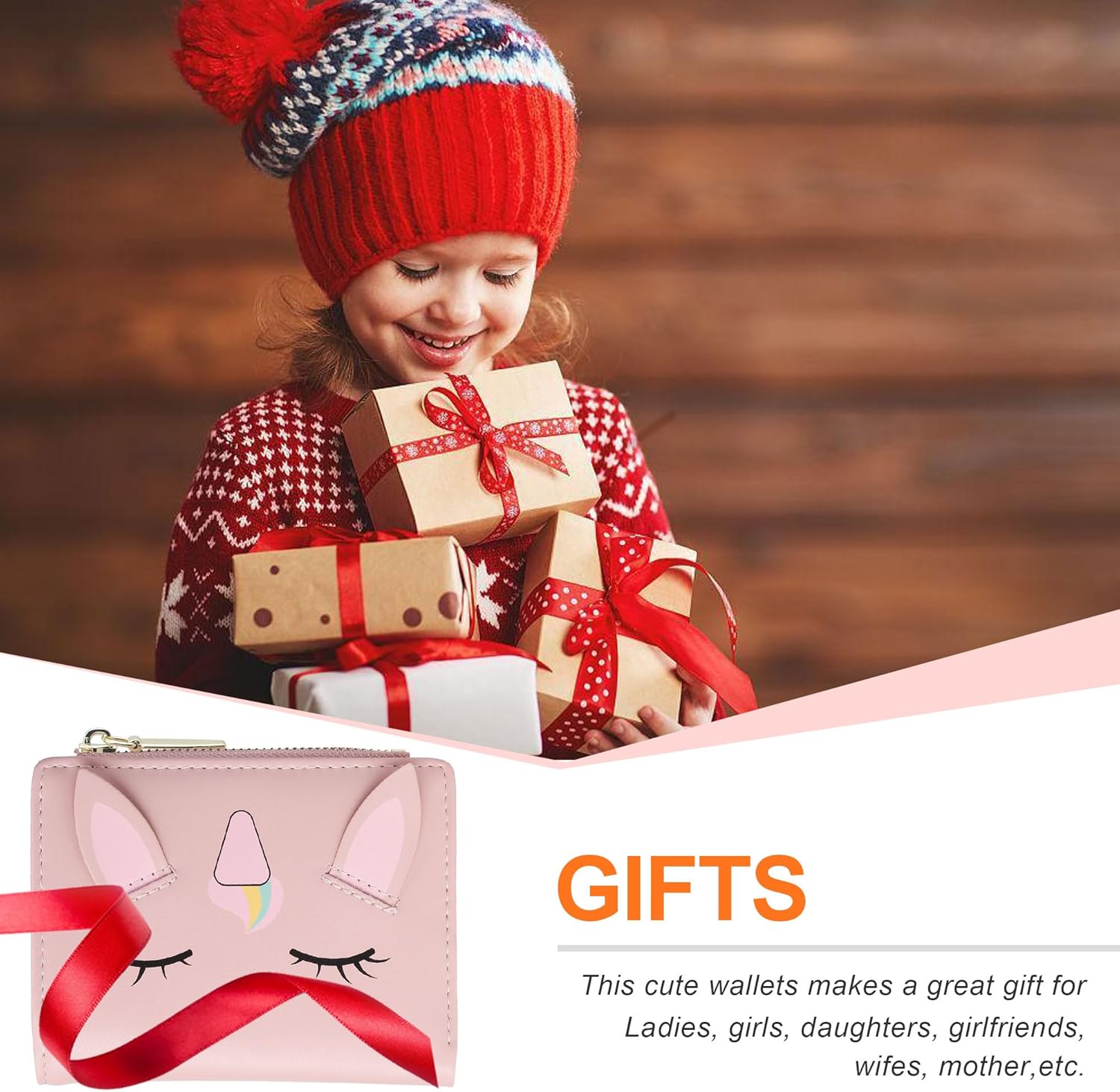 Thumbnail 6 de SNCCJ Cute Wallets for Women Bifold RFID Blocking Wallet with Zipper Coin Pocket (Unicorn Pink)
