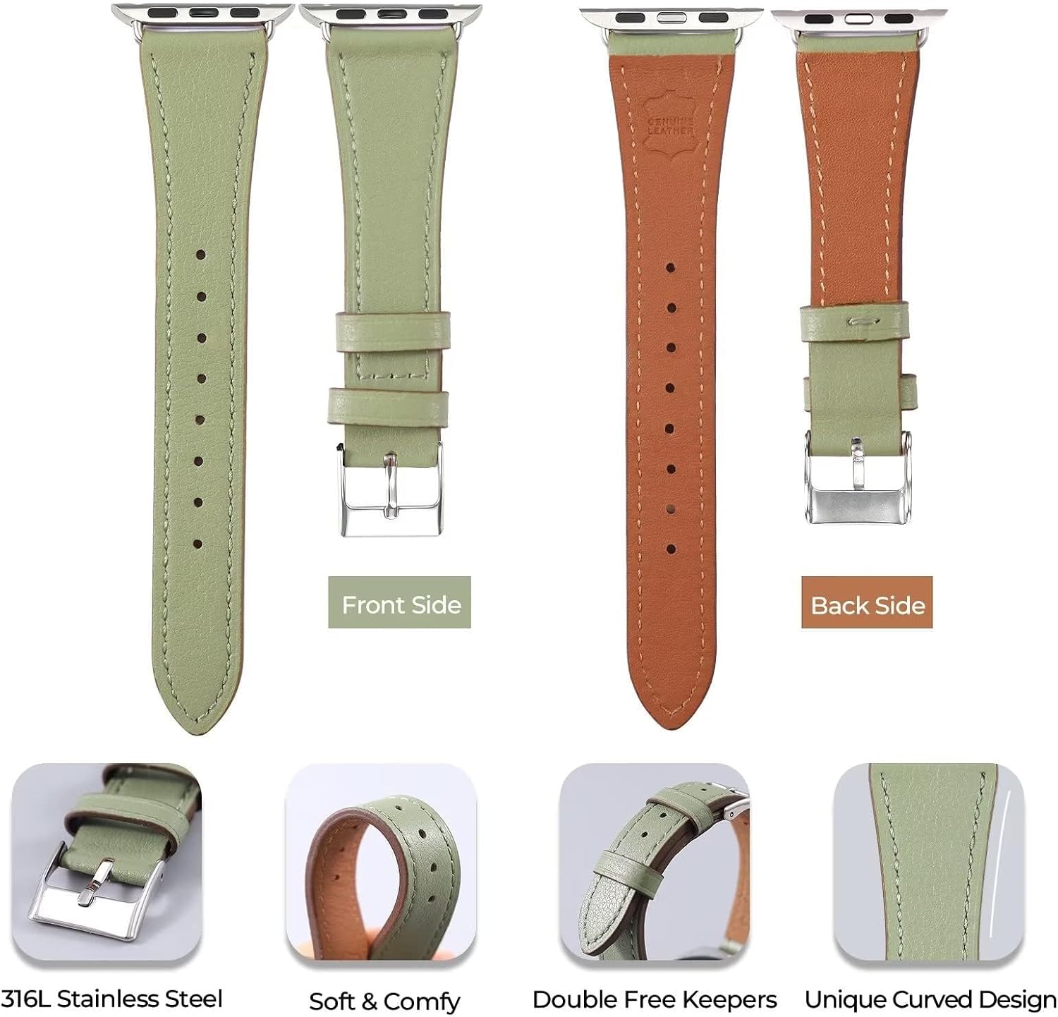 Thumbnail 2 de Bracelet AoYi en cuir pour Apple Watch (compatible 42/44/45/46/49 mm) — fixation rapide et style sobre