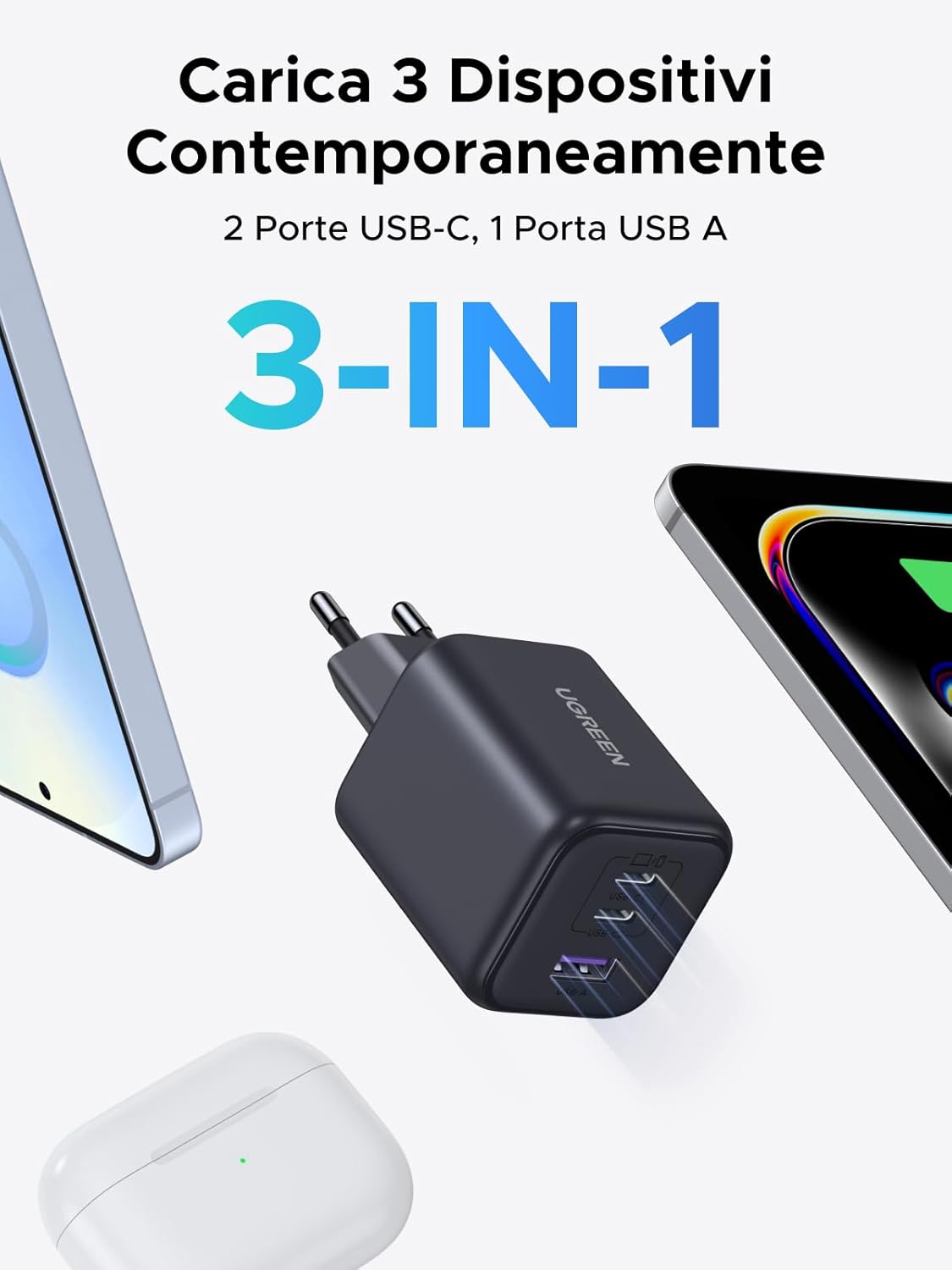 Thumbnail 2 de UGREEN Zapix Caricatore 45W GaN con 2C+1A USB