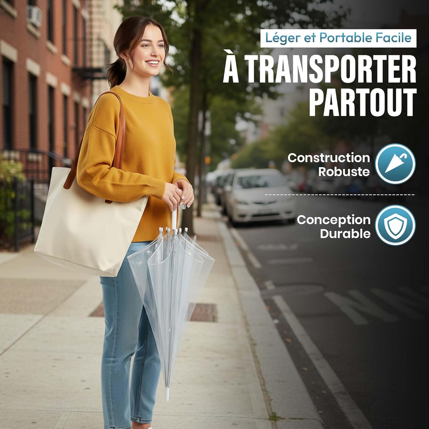 Thumbnail 4 de GOODS+GADGETS Parapluie transparent The Fashion-Highlight (parapluie blanc en bâton)