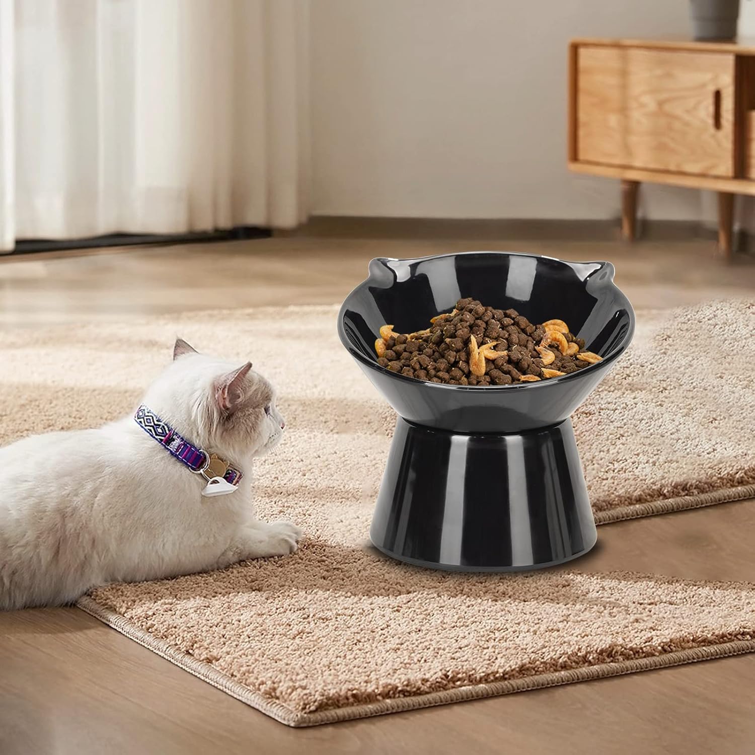 Thumbnail 6 de vootun Futternapf Katze – erhöhter Katzennapf mit 15° Neigung, Anti-Erbrechen Fressnapf (Schwarz)