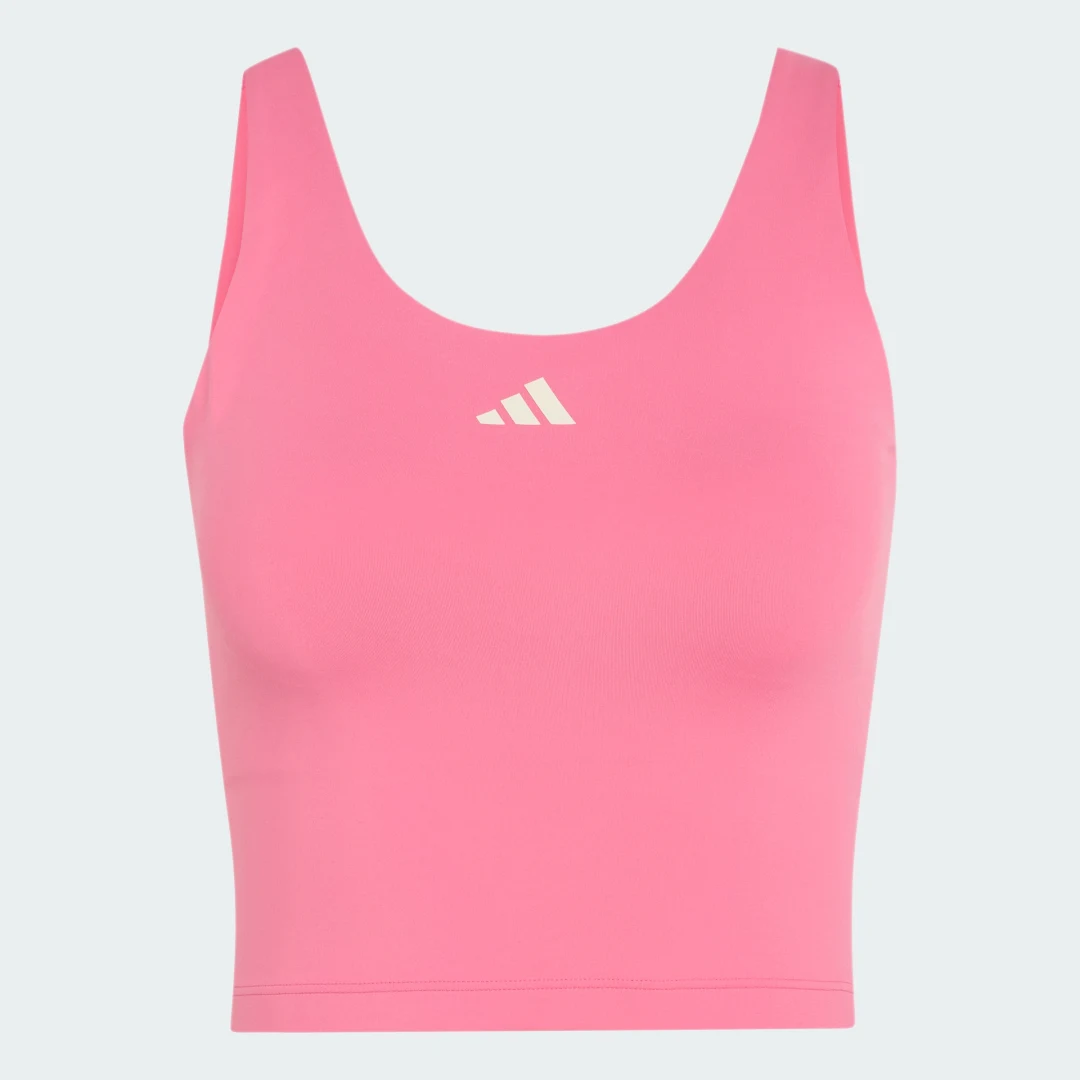 Detalle 2 de Camiseta con sujetador para poco impacto 3 Stripes Studio All Me de Adidas