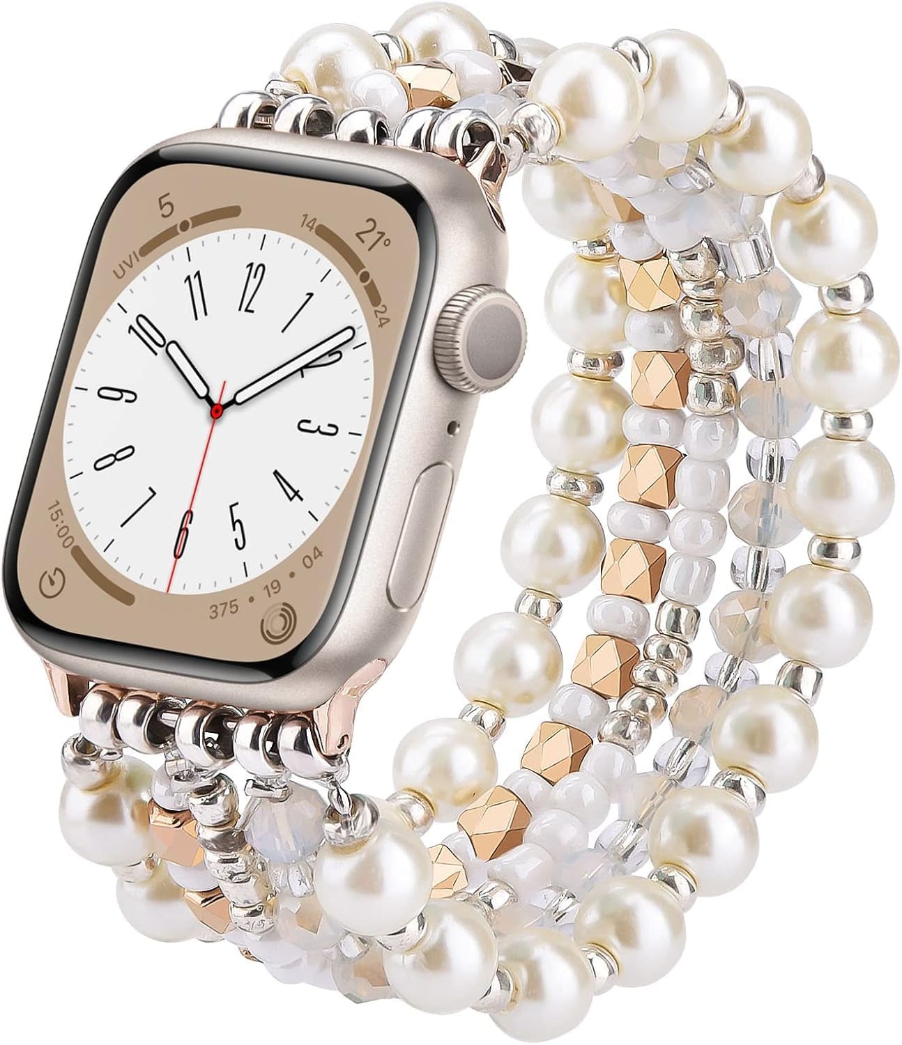 Thumbnail 6 de V.R.HOPE Perlen-Armband für Apple Watch (44/45/46/49 mm) – Damen Schmuckband Rose/Weiß-Klein