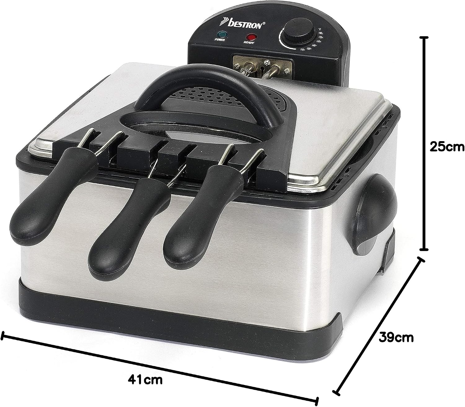 Detalle de Bestron Friteuse familiale avec zone froide et 3 paniers – 4 litres, 1,5 kg/2x750 g