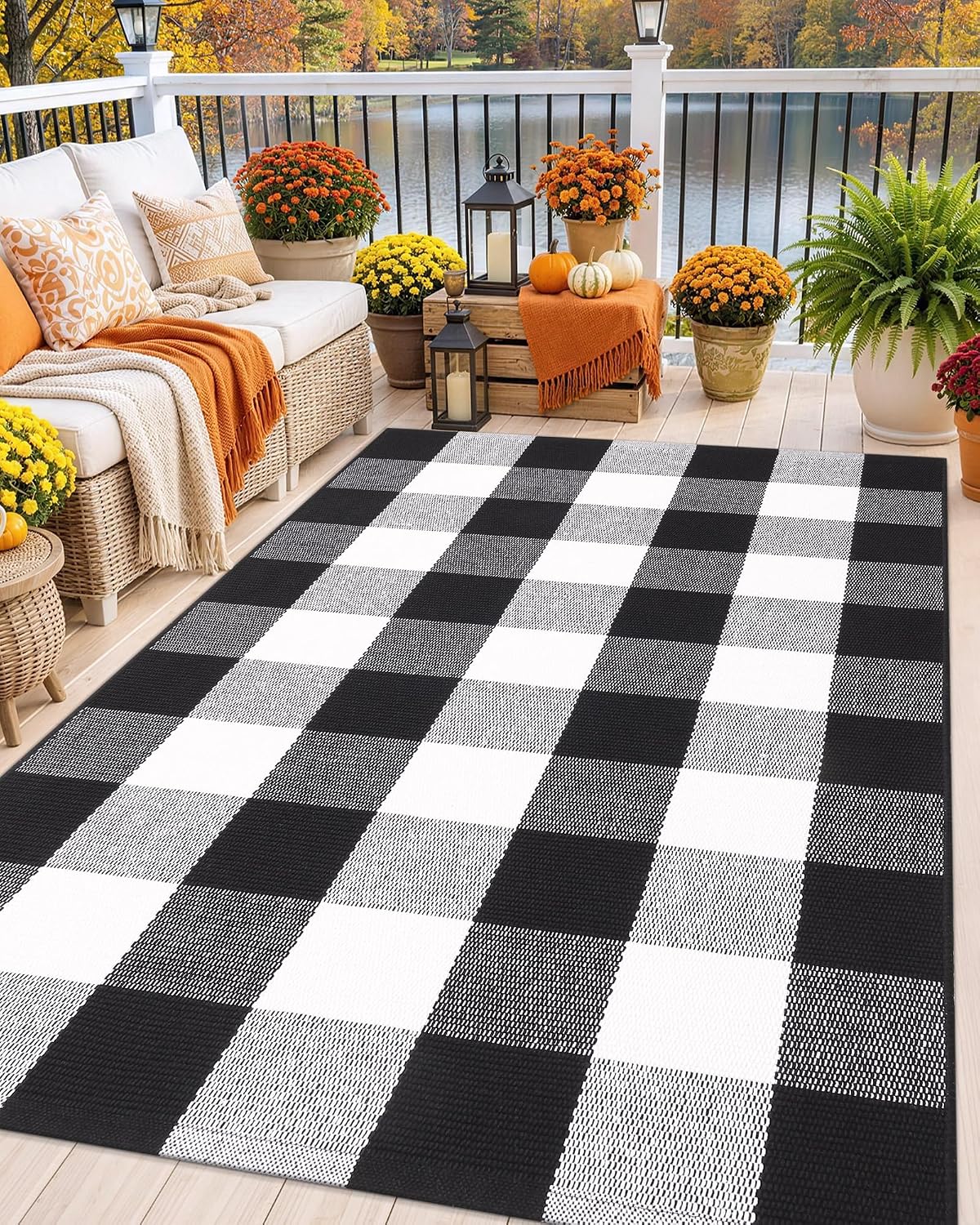Detalle de Grandaily 3' x 5' Buffalo Plaid Rug, Machine-Washable Cotton Blend