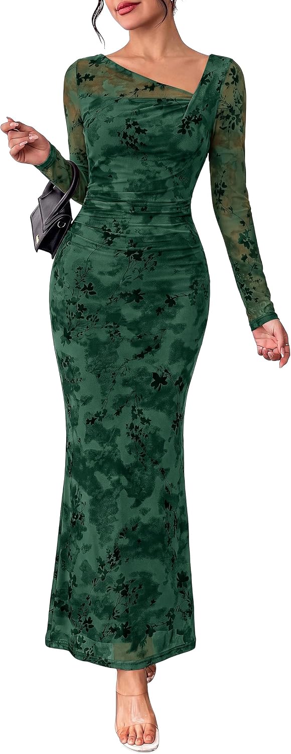 Detalle de PRETTYGARDEN Women's Formal Maxi Dress in Mesh