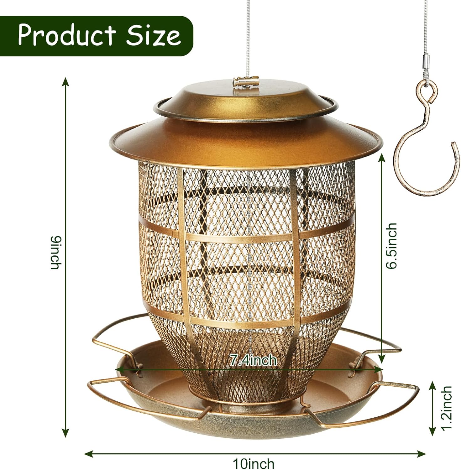 Detalle de IWTTWY Outdoor Funnel Bird Feeder — Heavy-Duty Metal, 3 lb Capacity