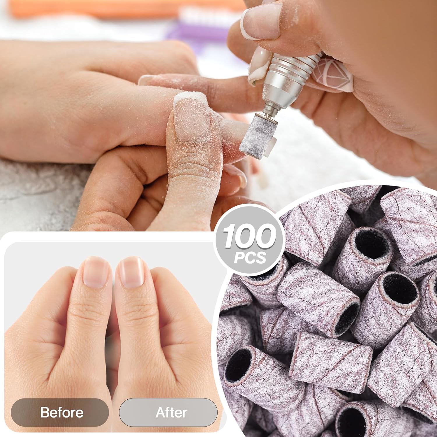 Thumbnail 5 de MelodySusie 100 Pcs 180 Grit Sanding Bands for Nail Drill Mandrel Bits (Zebra) – A Practical Pick for DIY and Salon Use