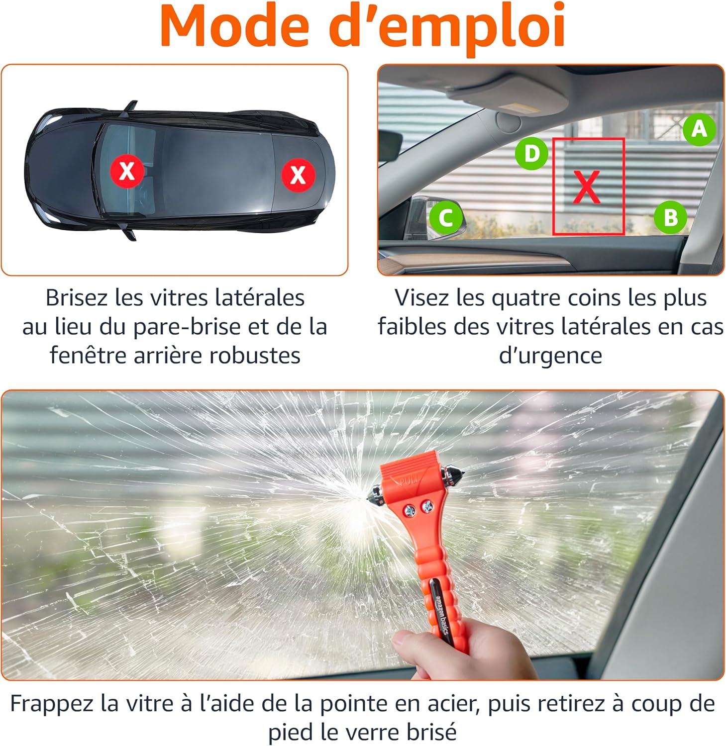 Thumbnail 2 de Amazon Basics Lot de 2 coupe-ceintures et marteaux brise-vitre d'urgence